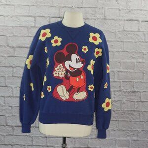 Vintage Reworked 90s Disney Mickey Mouse Daisy Floral Pullover Sweatshirt